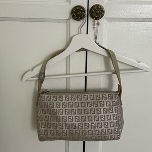 Fendi Metallic Pearl Zucchino Monogram Shoulder Bag